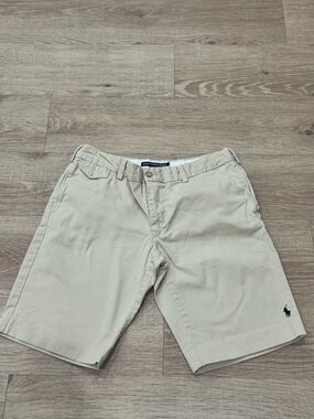 Ralph Lauren Boys Size 12 Khaki Chino Bermuda Shorts Pony Logo